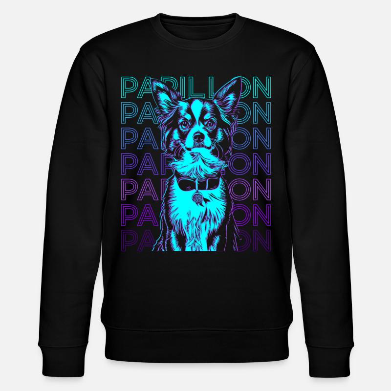 Papillon Dog Retro - Stanley/Stella CHANGER Unisex Organic Sweatshirt - black