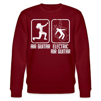 Air Guitar Electric Air Guitar Funny Air Guitar - Stanley/Stella CHANGER Unisex Organic Sweatshirt - burgundy - Front - Nik (191cm) & Marisol (170cm)