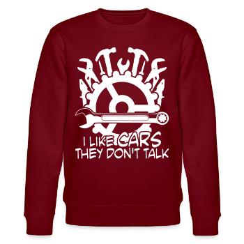 Mechanic Engine Combustion Car Guy - Stanley/Stella CHANGER Unisex Organic Sweatshirt - burgundy - Front - Nik (191cm) & Marisol (170cm)
