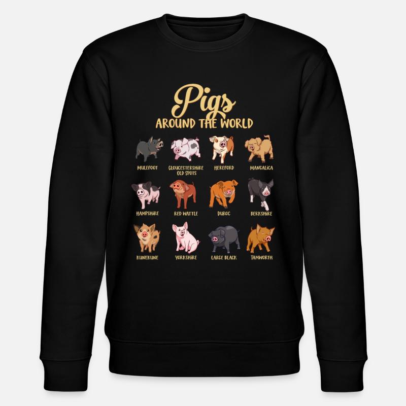 Different Cartoon Pigs - Stanley/Stella CHANGER Unisex Organic Sweatshirt - black
