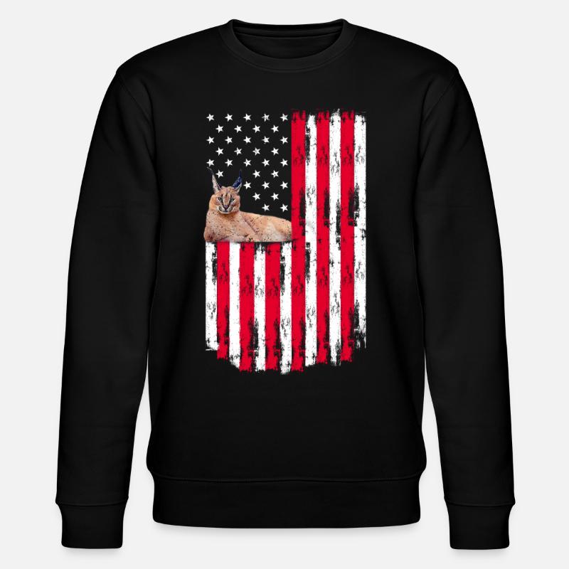 Big Floppa Karakal Cat Meme - Stanley/Stella CHANGER Unisex Organic Sweatshirt - black