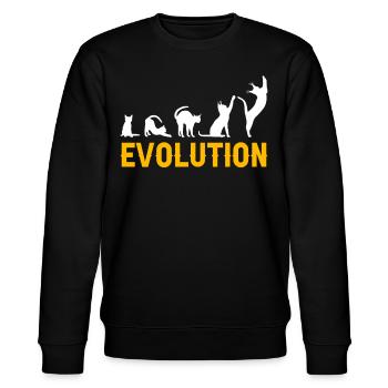 Großer Floppa Karakal Katze Meme - Stanley/Stella Unisex Bio-Sweatshirt CHANGER  - Schwarz - Vorne - Nik (191cm) & Marisol (170cm)