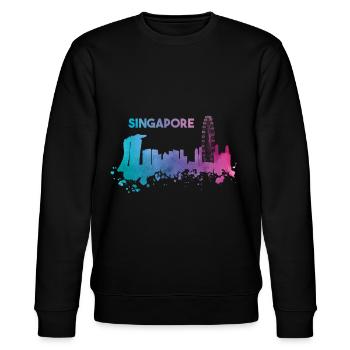 Wunderschöne Singapur Skyline in bunten Farben - Stanley/Stella Unisex Bio-Sweatshirt CHANGER  - Schwarz - Vorne - Nik (191cm) & Marisol (170cm)