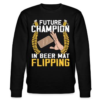 Sous-verres Flip Game bière - Sweat bio CHANGER Stanley/Stella Unisexe - noir - Devant - Nik (191cm) & Marisol (170cm)