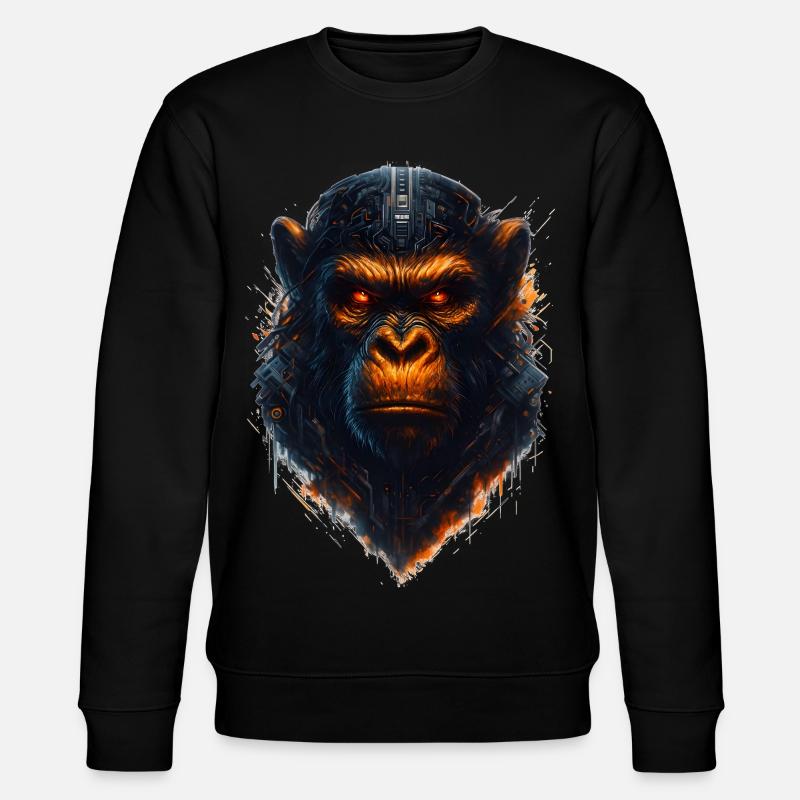 Cyberpunk Affe - Stanley/Stella Unisex Bio-Sweatshirt CHANGER  - Schwarz
