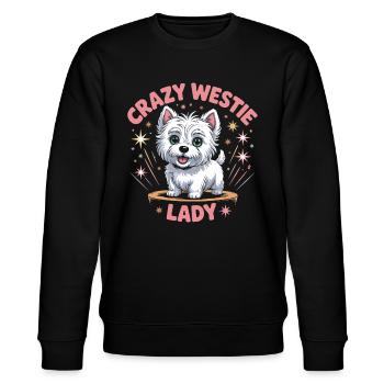 Crazy Westie Lady Hund Niedlicher Westie Hund Westie Liebhaber - Stanley/Stella Unisex Bio-Sweatshirt CHANGER  - Schwarz - Vorne - Nik (191cm) & Marisol (170cm)