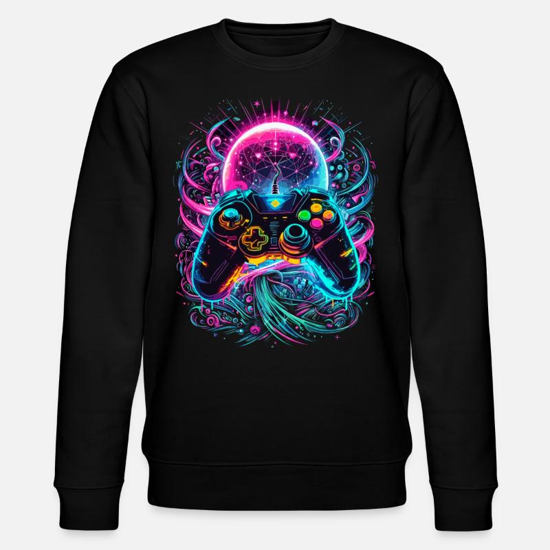 Synthwave Cyberpunk Gaming Controller - Stanley/Stella CHANGER Unisex Organic Sweatshirt - black