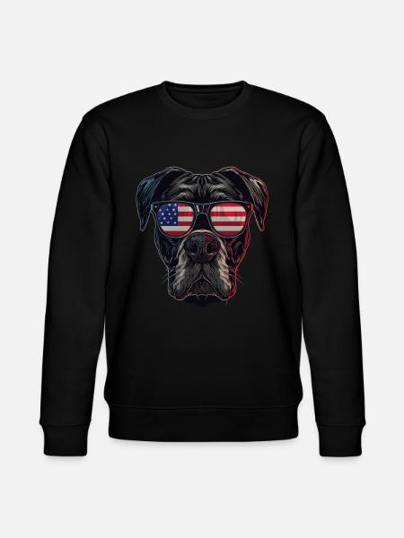 Boxer with American Sunglasses - Stanley/Stella CHANGER Unisex Organic Sweatshirt - black