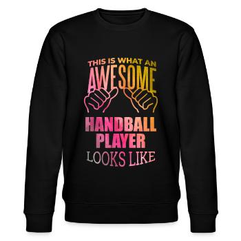 handball - Sweat bio CHANGER Stanley/Stella Unisexe - noir - Devant - Nik (191cm) & Marisol (170cm)