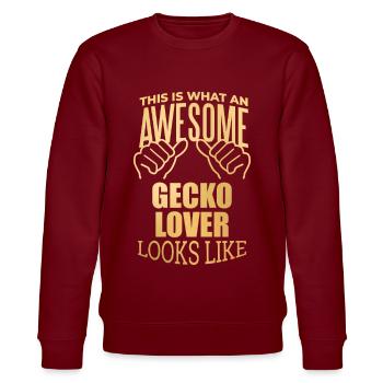Gecko - Stanley/Stella Unisex Bio-Sweatshirt CHANGER  - Burgunderrot - Vorne - Nik (191cm) & Marisol (170cm)