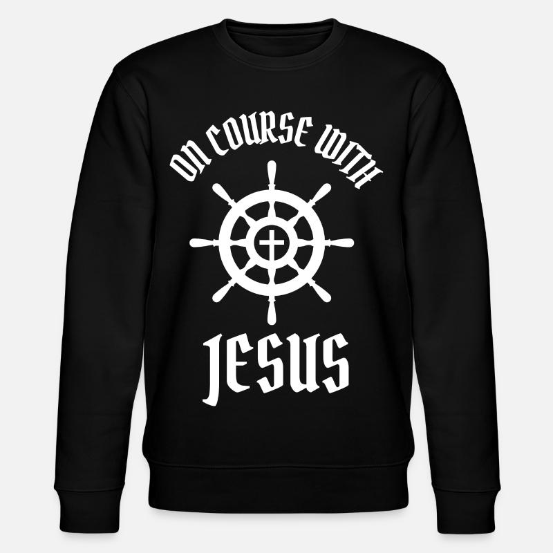 ON COURSE WITH JESUS - Stanley/Stella CHANGER Unisex Organic Sweatshirt - black