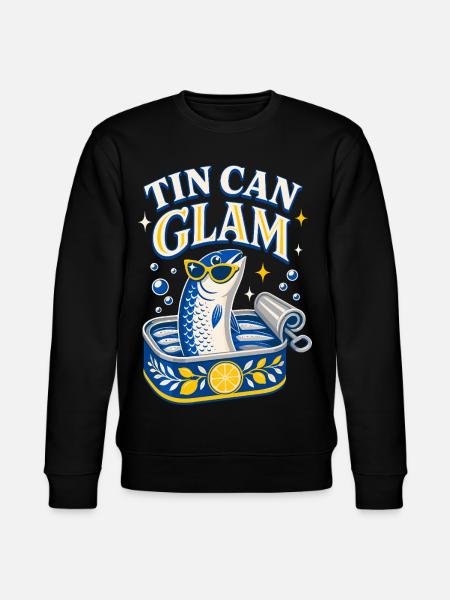 Tin Can Glam Sardines with Sunglasses - Stanley/Stella CHANGER Unisex Organic Sweatshirt - black