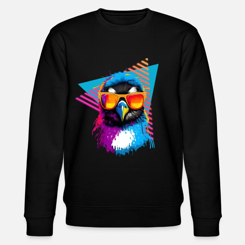 Penguin with sunglasses 80s style - Stanley/Stella CHANGER Unisex Organic Sweatshirt - black