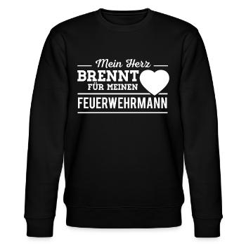 Feuerwehrmann Herz Feuerwehr - Stanley/Stella Unisex Bio-Sweatshirt CHANGER  - Schwarz - Vorne - Nik (191cm) & Marisol (170cm)
