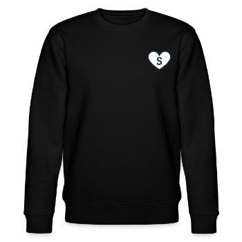 Lettre s cœur sport tendance bleu - idée cadeau - Sweat bio CHANGER Stanley/Stella Unisexe - noir - Devant - Nik (191cm) & Marisol (170cm)