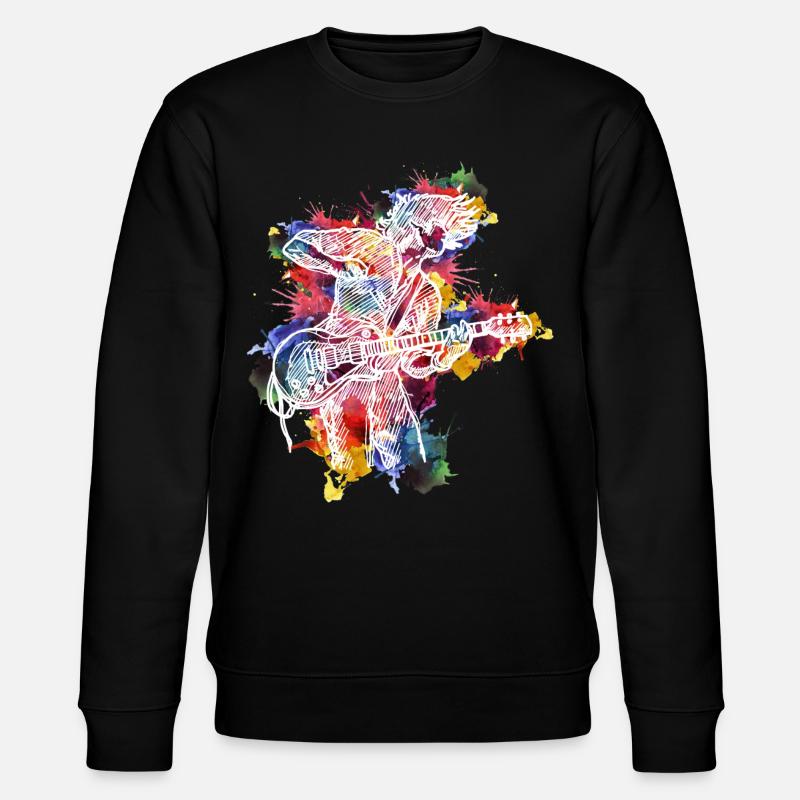 Gitarren-Evolution-Aquarell-Design für - Stanley/Stella Unisex Bio-Sweatshirt CHANGER  - Schwarz