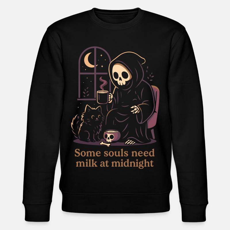 Sensenmann Katze Milch Mitternacht Motiv - Stanley/Stella Unisex Bio-Sweatshirt CHANGER  - Schwarz