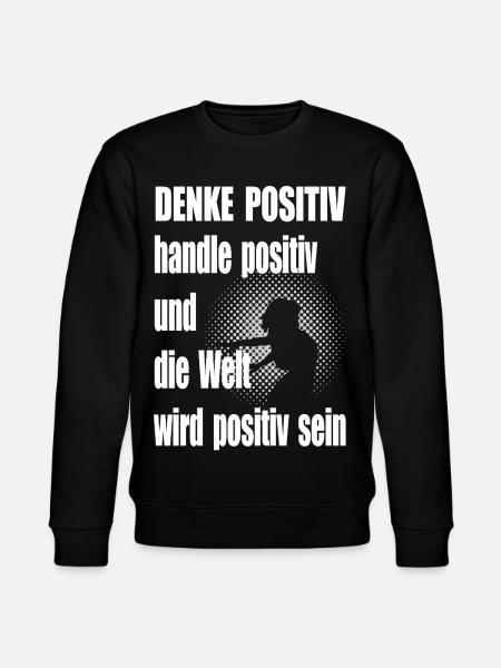 Denke Positiv Zitat Halftone Frau - Stanley/Stella Unisex Bio-Sweatshirt CHANGER - Schwarz