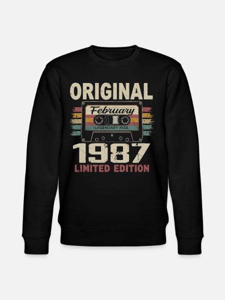 February 1987, February 1987 Birthday Gift - Stanley/Stella CHANGER Unisex Organic Sweatshirt - black