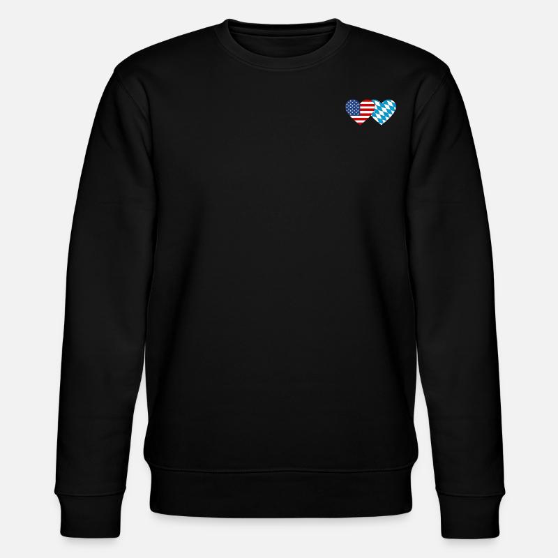 Amerika Bayern Flagge Herz - Stanley/Stella Unisex Bio-Sweatshirt CHANGER  - Schwarz