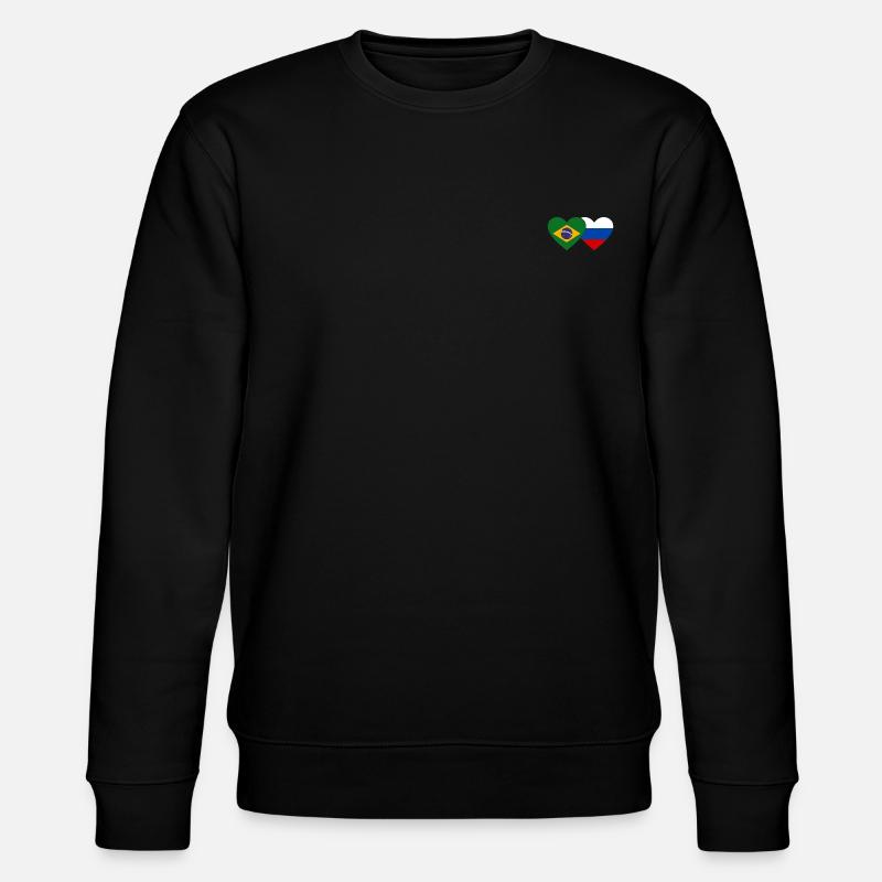Brésil Russie Flag Coeur - Sweat bio CHANGER Stanley/Stella Unisexe - noir