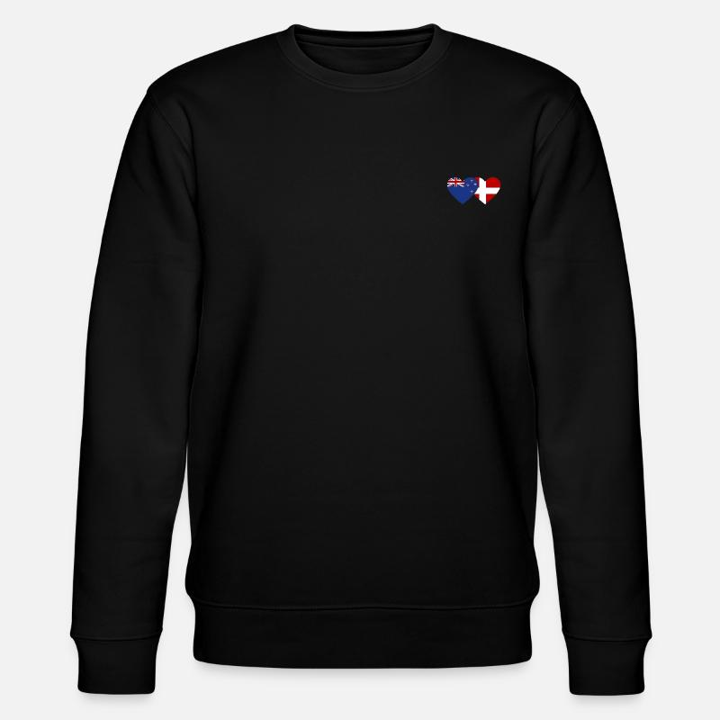 Neuseeland Dänemark Flagge Herz - Stanley/Stella Unisex Bio-Sweatshirt CHANGER  - Schwarz
