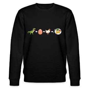 Evolution vom Dinosaurier zum Dino Nugget - Stanley/Stella Unisex Bio-Sweatshirt CHANGER  - Schwarz - Vorne - Nik (191cm) & Marisol (170cm)