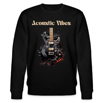 Acoustic Vibes Lustiges Zitat Gitarrenlehrer - Stanley/Stella Unisex Bio-Sweatshirt CHANGER  - Schwarz - Vorne - Nik (191cm) & Marisol (170cm)