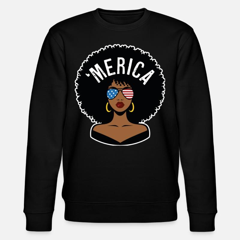 'merica Afro - Stanley/Stella CHANGER Unisex Organic Sweatshirt - black