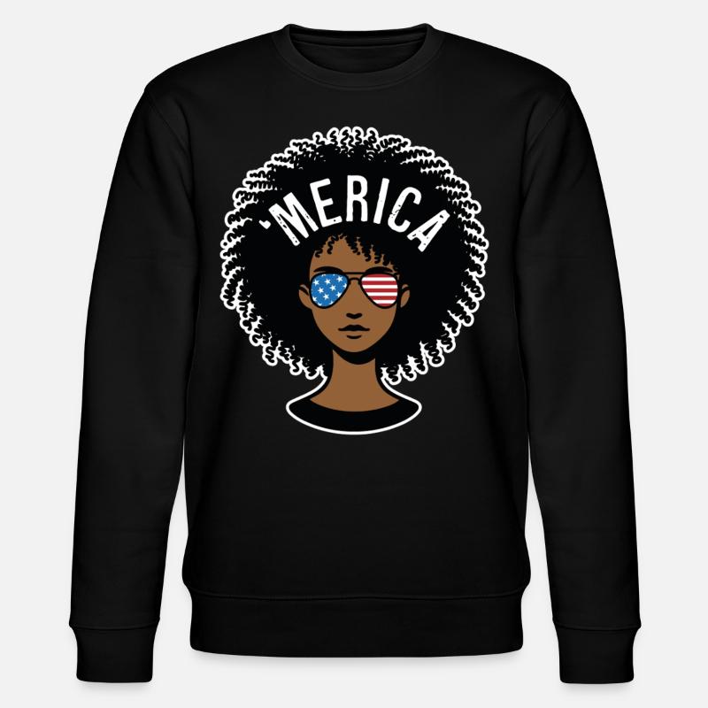 "merica Afro - Stanley/Stella Unisex Bio-Sweatshirt CHANGER  - Schwarz