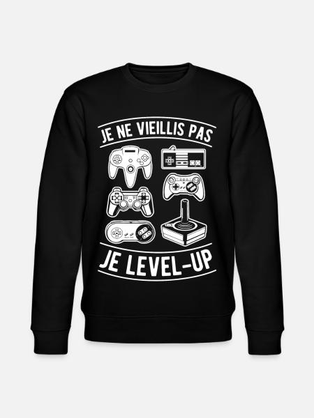Je ne vieillis pas je level-up - Sweat bio CHANGER Stanley/Stella Unisexe - noir
