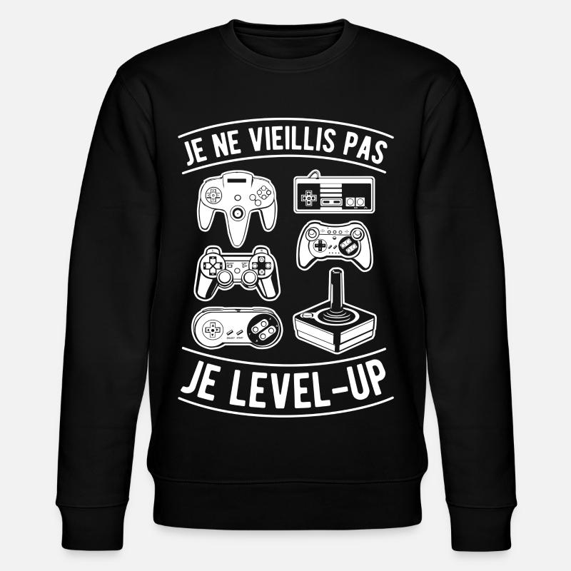 Je ne vieillis pas je level-up - Sweat bio CHANGER Stanley/Stella Unisexe - noir