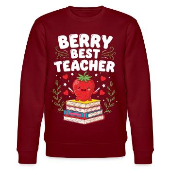 Berry Bester Lehrer Grundschullehrer - Stanley/Stella Unisex Bio-Sweatshirt CHANGER  - Burgunderrot - Vorne - Nik (191cm) & Marisol (170cm)