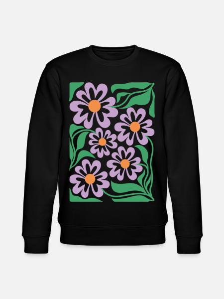 Lila Blumen Muster Boho Flora  - Stanley/Stella Unisex Bio-Sweatshirt CHANGER  - Schwarz