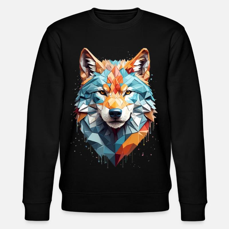 Geometric Wolf Head - Stanley/Stella CHANGER Unisex Organic Sweatshirt - black