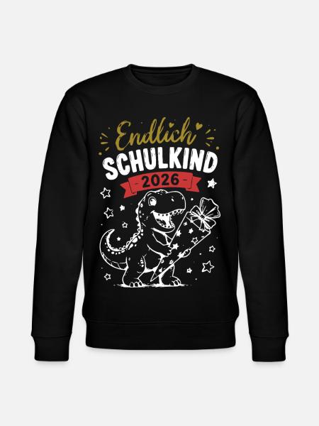 Endlich Schulkind 2026 Dino - Stanley/Stella Unisex Bio-Sweatshirt CHANGER  - Schwarz