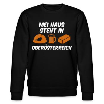 Häuslbauer Shirt für Oberösterreich - Stanley/Stella Unisex Bio-Sweatshirt CHANGER  - Schwarz - Vorne - Nik (191cm) & Marisol (170cm)