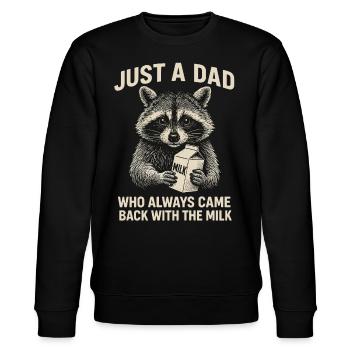 Geschenk zum Vatertag – Waschbärmilch - Stanley/Stella Unisex Bio-Sweatshirt CHANGER  - Schwarz - Vorne - Nik (191cm) & Marisol (170cm)