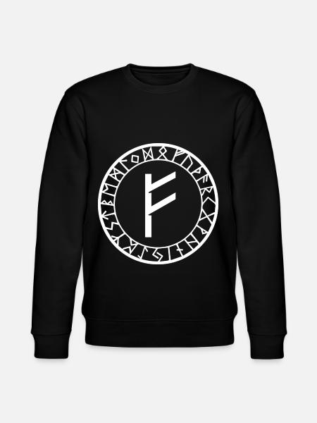 Fehu rune runic alphabet Furthark - Stanley/Stella CHANGER Unisex Organic Sweatshirt - black