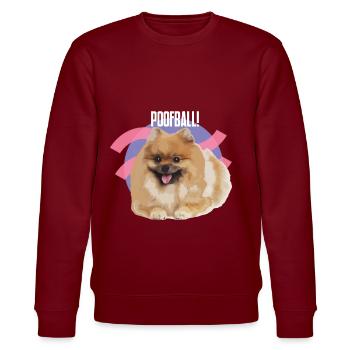 „POOFBALL!“ - Zwergspitz - Stanley/Stella Unisex Bio-Sweatshirt CHANGER  - Burgunderrot - Vorne - Nik (191cm) & Marisol (170cm)