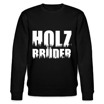 HOLZ SÄGE KETTENSÄGE GESCHENK WALD HOLZBRÜDER - Stanley/Stella Unisex Bio-Sweatshirt CHANGER  - Schwarz - Vorne - Nik (191cm) & Marisol (170cm)