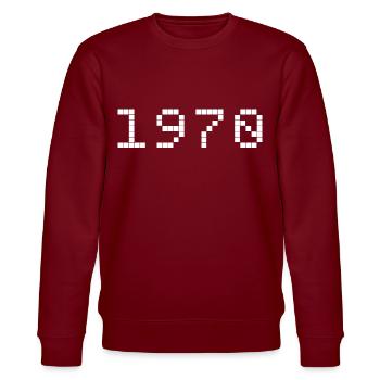 1970 Année de naissance - Sweat bio CHANGER Stanley/Stella Unisexe - bordeaux - Devant - Nik (191cm) & Marisol (170cm)