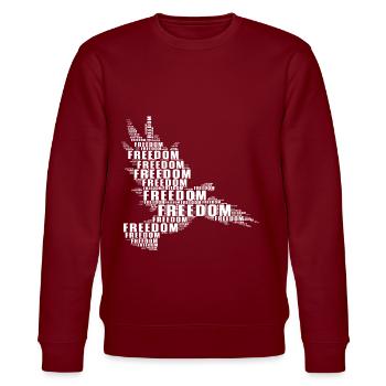Freiheit Frieden Peace Adler Falke T-Shirt - Stanley/Stella Unisex Bio-Sweatshirt CHANGER  - Burgunderrot - Vorne - Nik (191cm) & Marisol (170cm)
