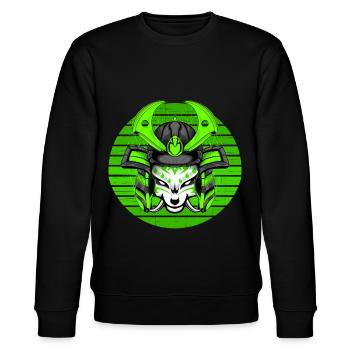 Kitsun Vaporwave Japanese Kami Vaporwave Kitsune - Stanley/Stella CHANGER Unisex Organic Sweatshirt - black - Front - Nik (191cm) & Marisol (170cm)