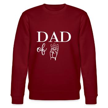 Dad of Three - Stanley/Stella Unisex Bio-Sweatshirt CHANGER  - Burgunderrot - Vorne - Nik (191cm) & Marisol (170cm)