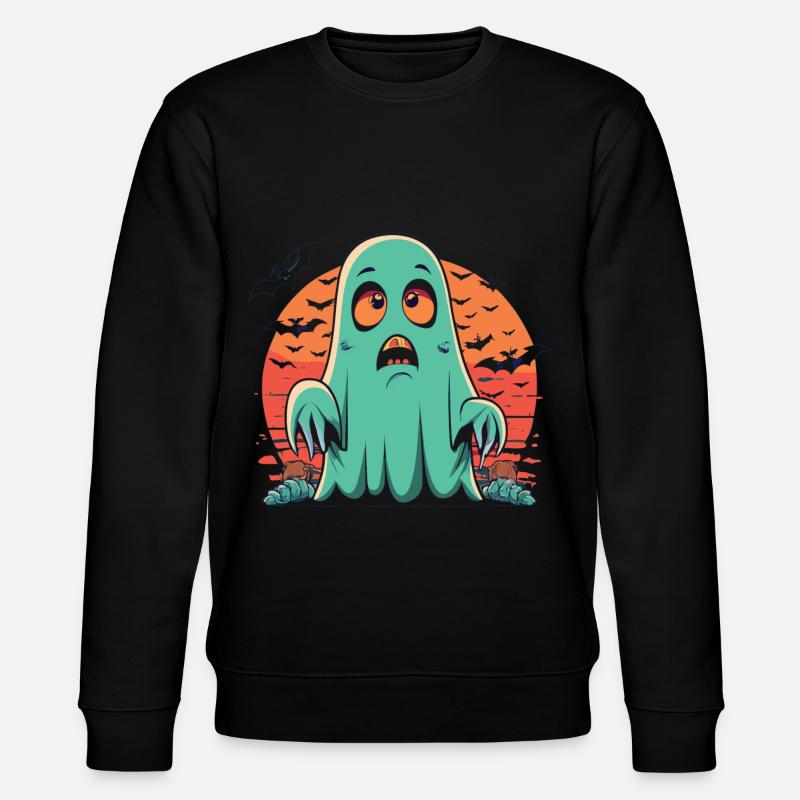 gruseliger Geist im Retro Stil - Stanley/Stella Unisex Bio-Sweatshirt CHANGER  - Schwarz