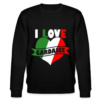 Gardasee Love Italien Urlaub - Stanley/Stella Unisex Bio-Sweatshirt CHANGER  - Schwarz - Vorne - Nik (191cm) & Marisol (170cm)