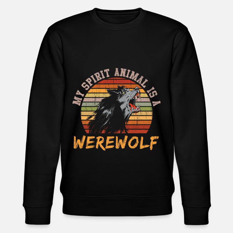 Mein Geistes Tier ist Werwolf - Stanley/Stella Unisex Bio-Sweatshirt CHANGER - Schwarz
