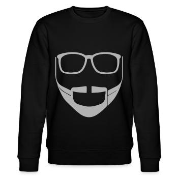 Visage d'homme avec barbe et lunettes - Sweat bio CHANGER Stanley/Stella Unisexe - noir - Devant - Nik (191cm) & Marisol (170cm)