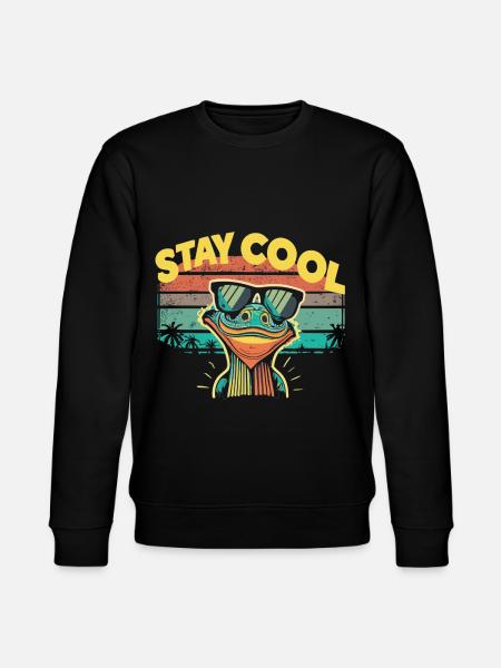 Retro Eidechse mit Sonnenbrille - Stanley/Stella Unisex Bio-Sweatshirt CHANGER  - Schwarz